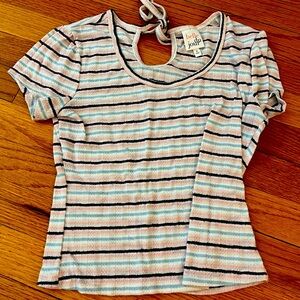Belle Du Jour stripped tee with tie in back